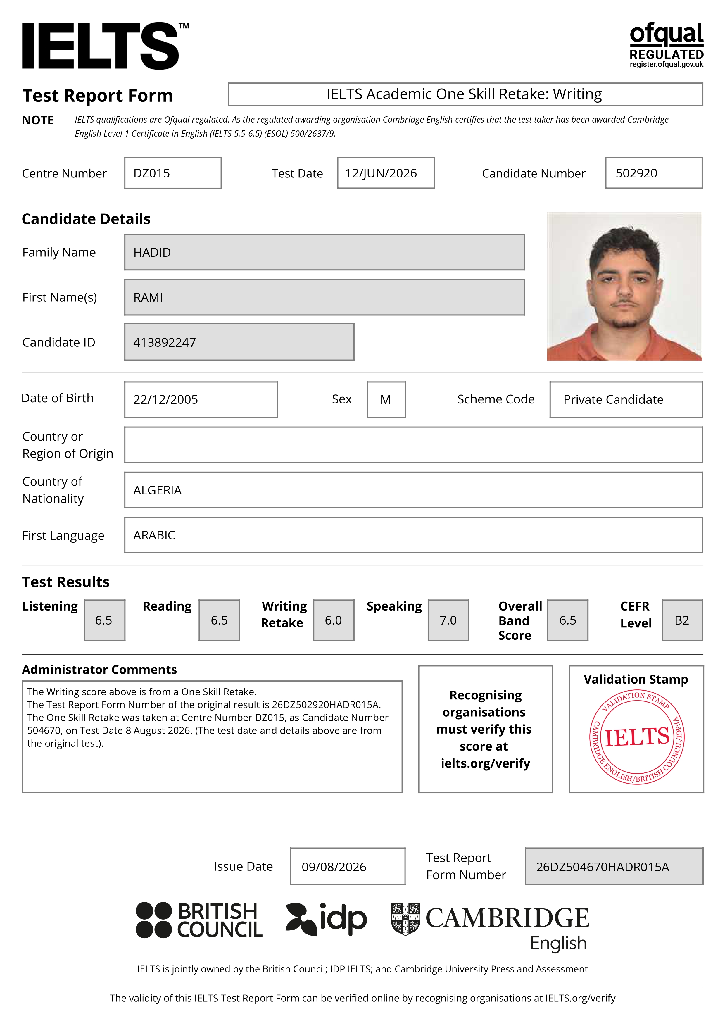 IELTS - Rapport de test IELTS